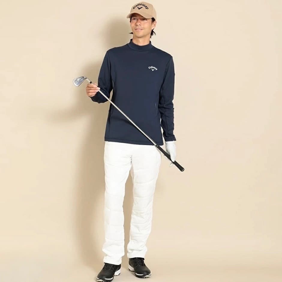 【4L】秋冬 キャロウェイ ゴルフ 保温 キルティング ストレッチ中綿 パンツ白