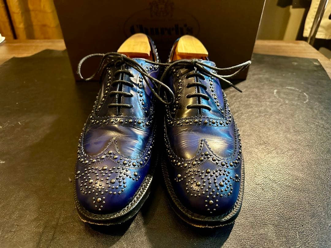 F*e様 Church's バーウッド2Sスタッズ ドレスシューズ　コバルト70