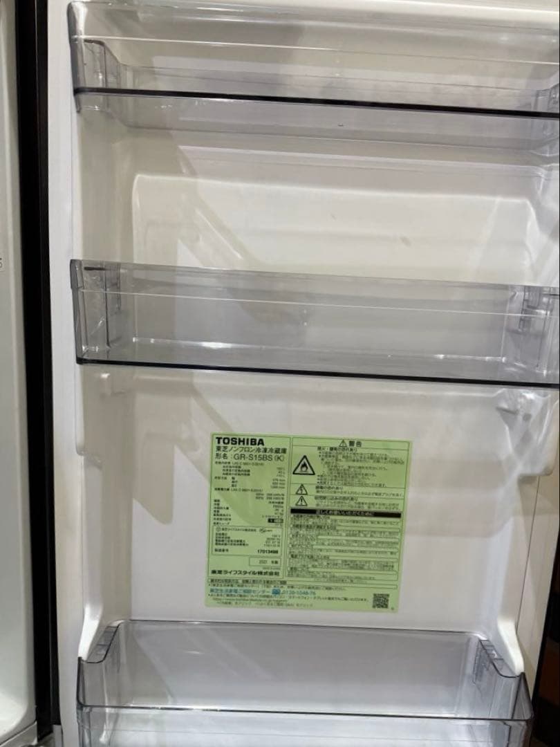 東芝 冷蔵庫153L ブラック GR-S15BS (K) 2ドア 右開き