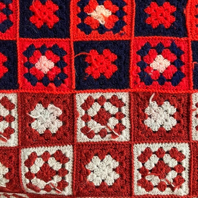 ヴィンテージ レトロ モチーフ編み ブランケット グラニー かぎ編み