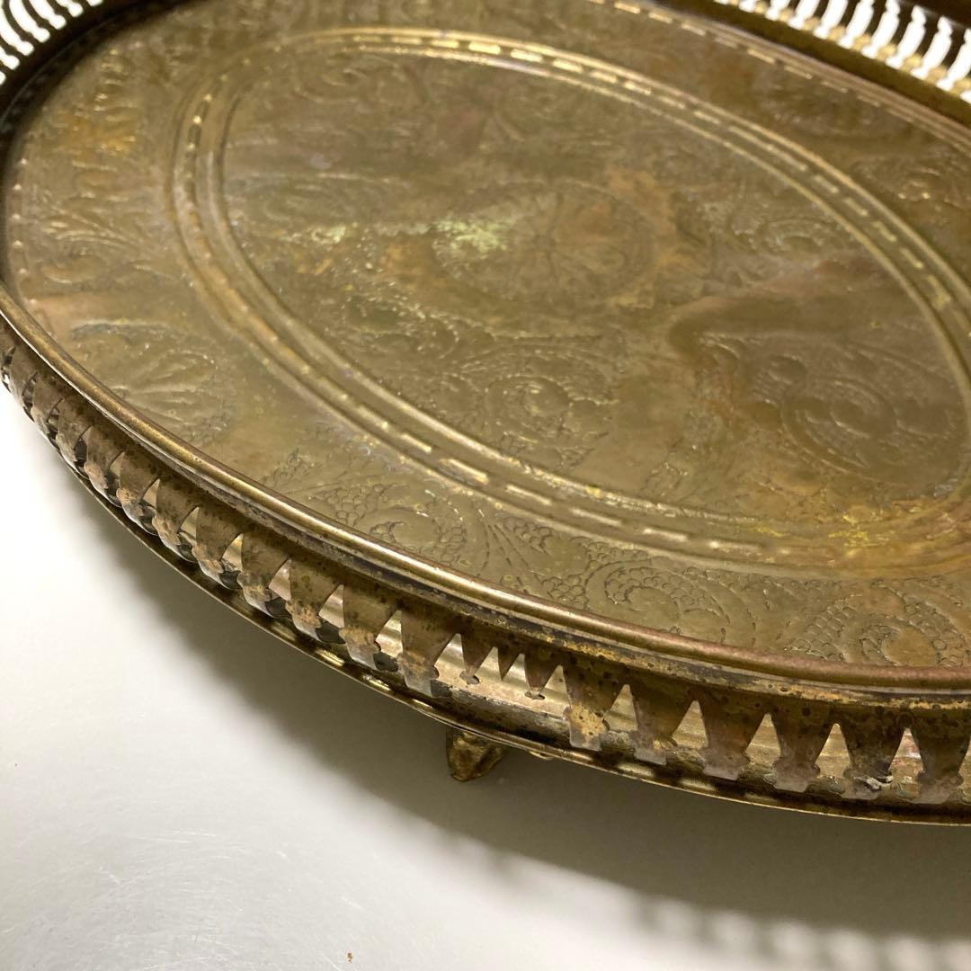 アンティーク　トレイ　ブラス