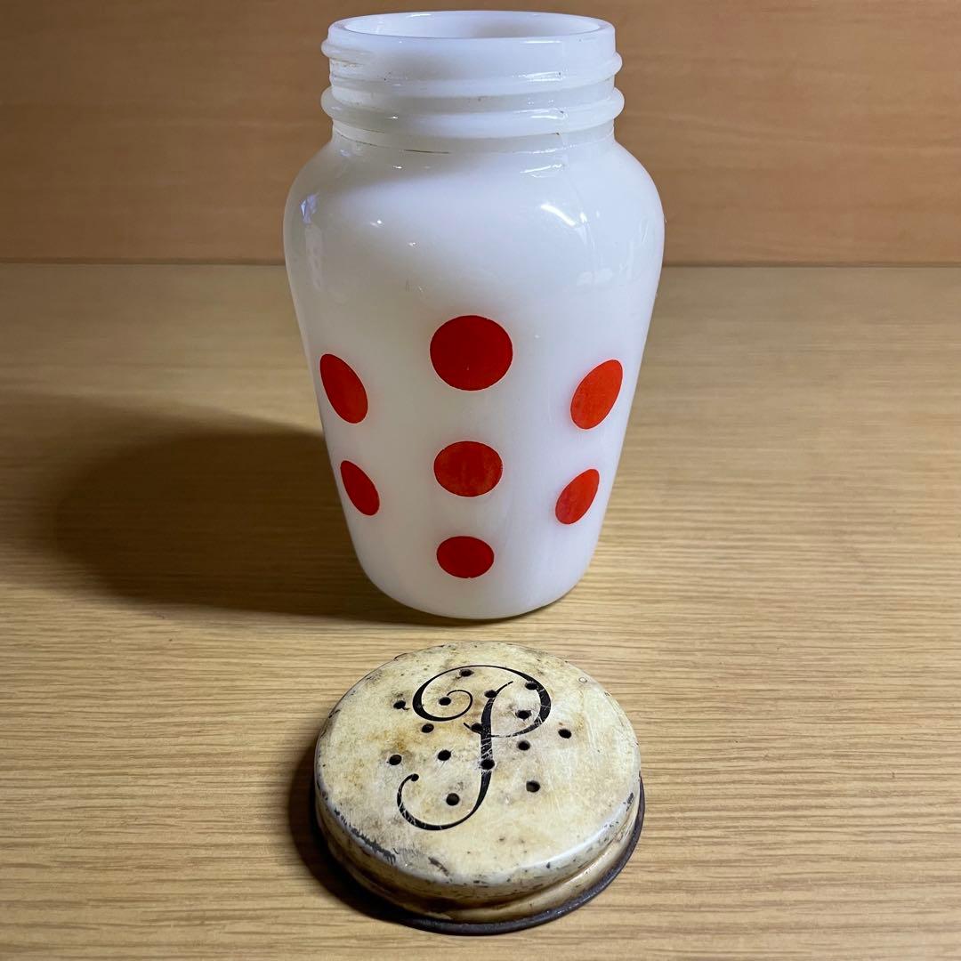 FireKing ファイヤーキング ソルト&ペッパー ポルカドット（赤）