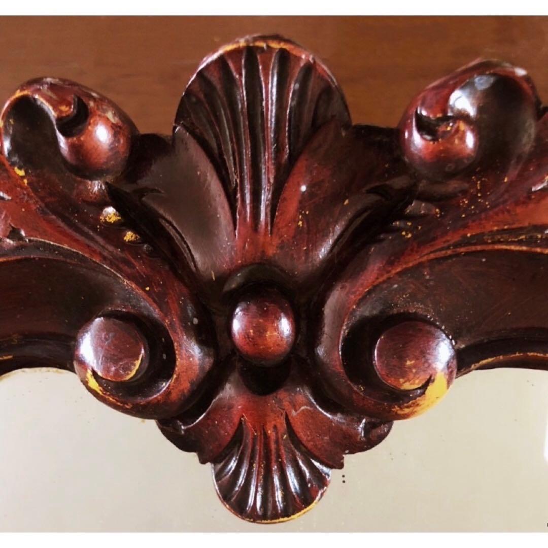 ヴィンテージ アンティーク ロココ調 ウォール ミラー 壁掛け 鏡 大型 木製