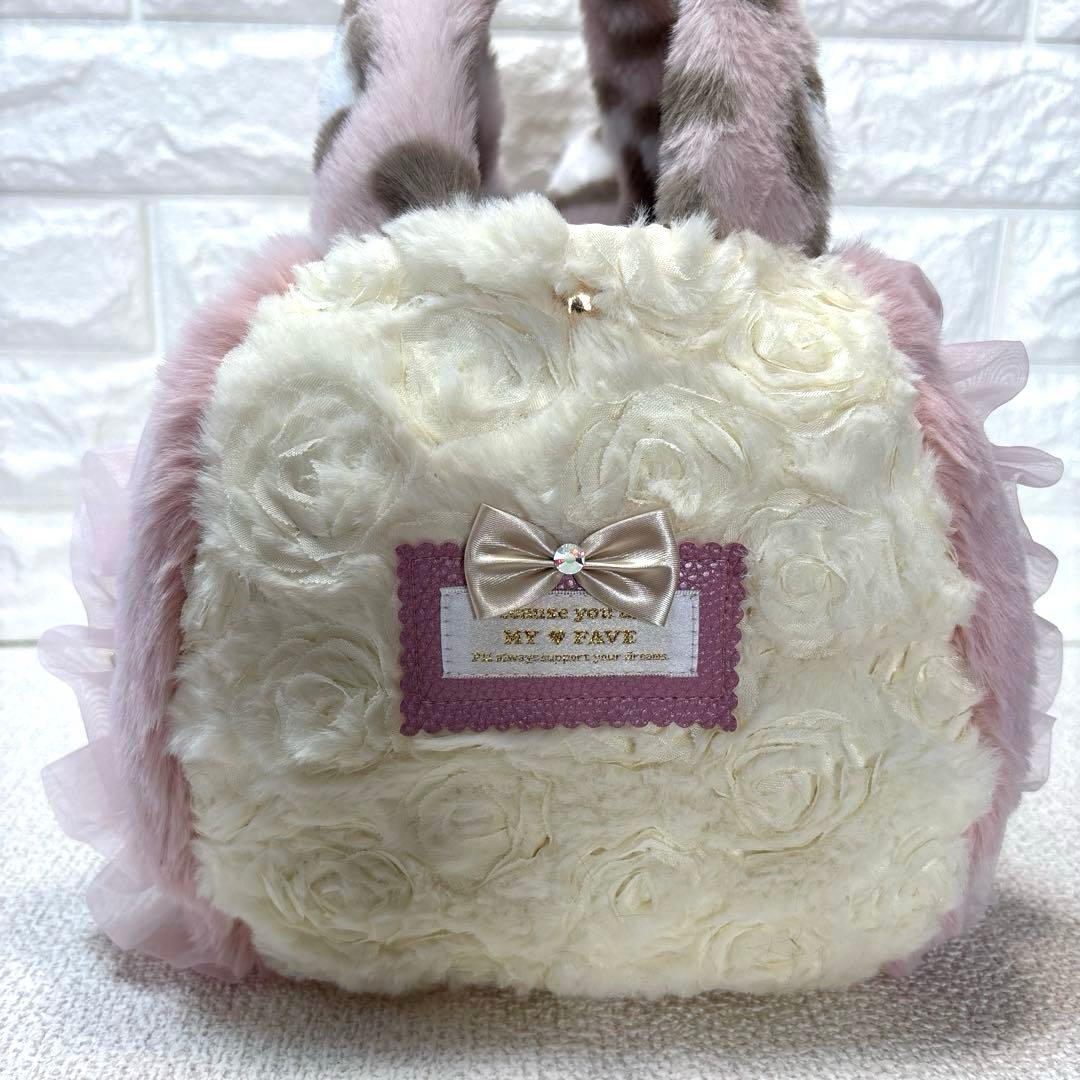 あ*こ様 コヤンイサムチョン　ハンドメイド　ファーフリルバッグ　ピンクヒョウ柄う