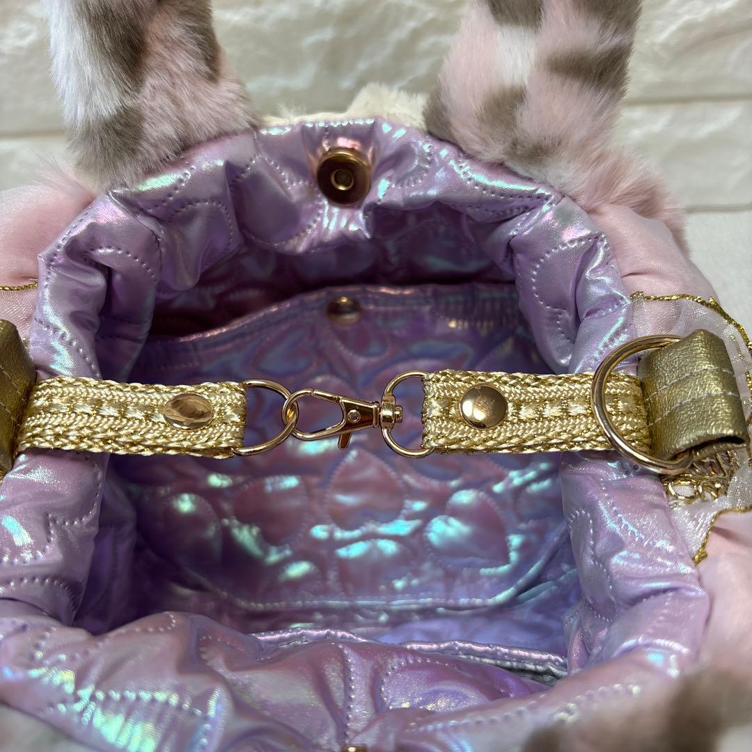 あ*こ様 コヤンイサムチョン　ハンドメイド　ファーフリルバッグ　ピンクヒョウ柄う