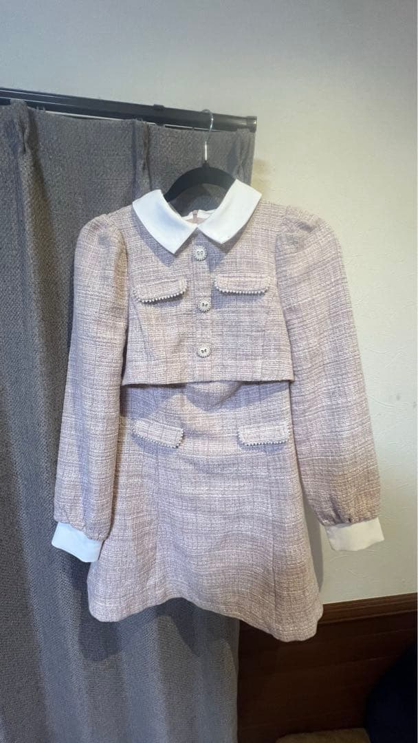 evelynツイードミニフレアワンピース/エブリン