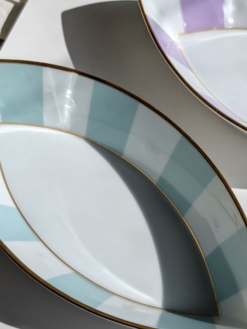 （Ｂ!!）LEMOGES 葉型ストライプ皿 8枚セット