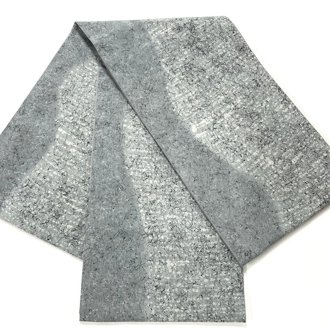 帯5025 ●小千谷織物 ぜんまい紬 高級 正絹 全通 袋帯