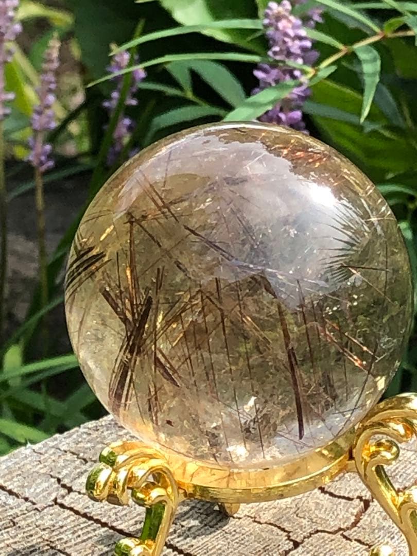 ❤️買い得　金運アップ レア　48mm透明感良く　レッド　ルチルクォーツ 丸玉