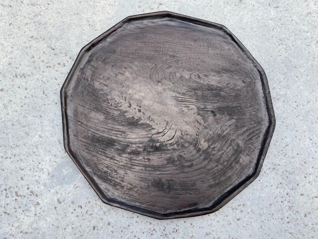 李朝 十二角膳盆 済州島古木 約250年前 李朝木工