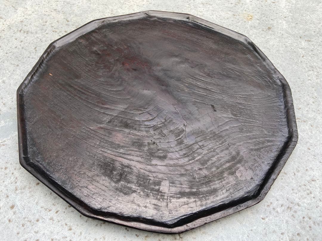 李朝 十二角膳盆 済州島古木 約250年前 李朝木工