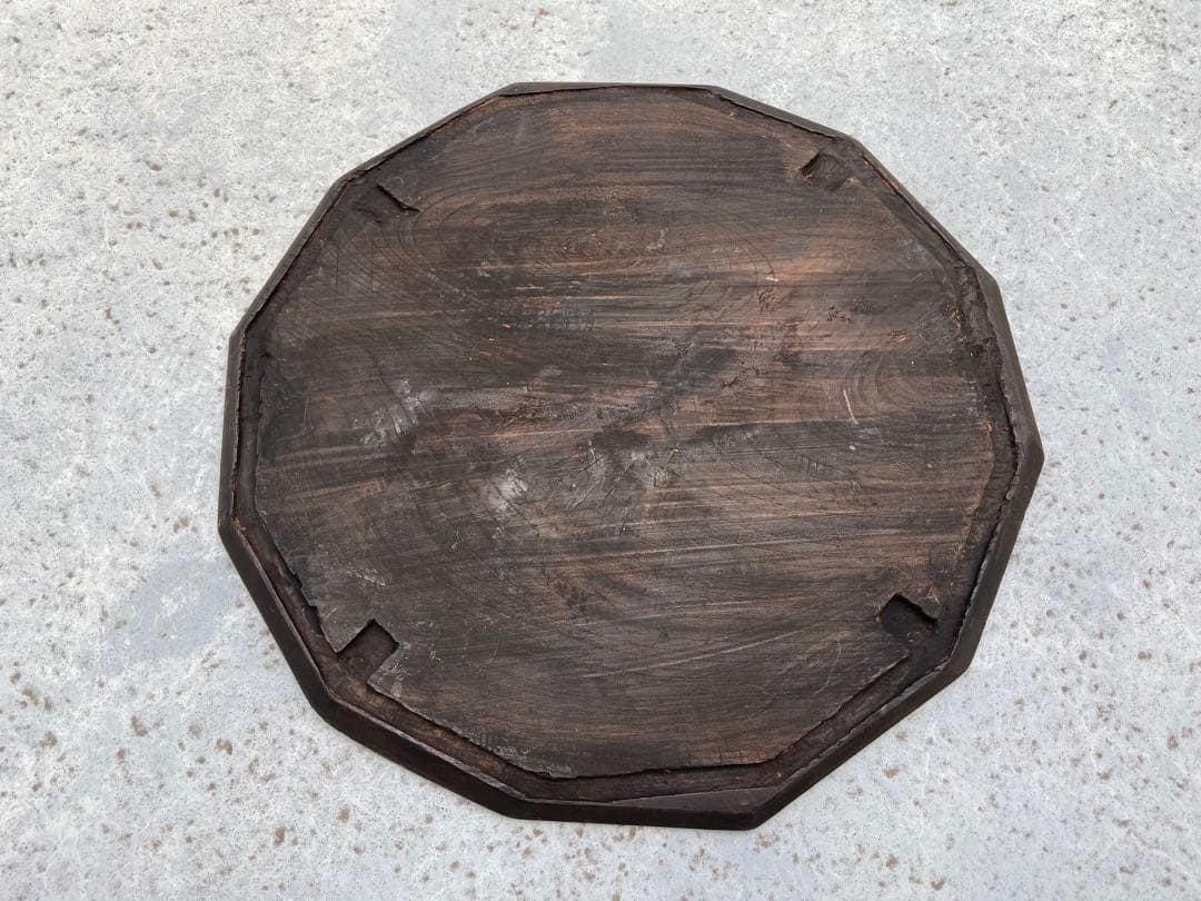 李朝 十二角膳盆 済州島古木 約250年前 李朝木工