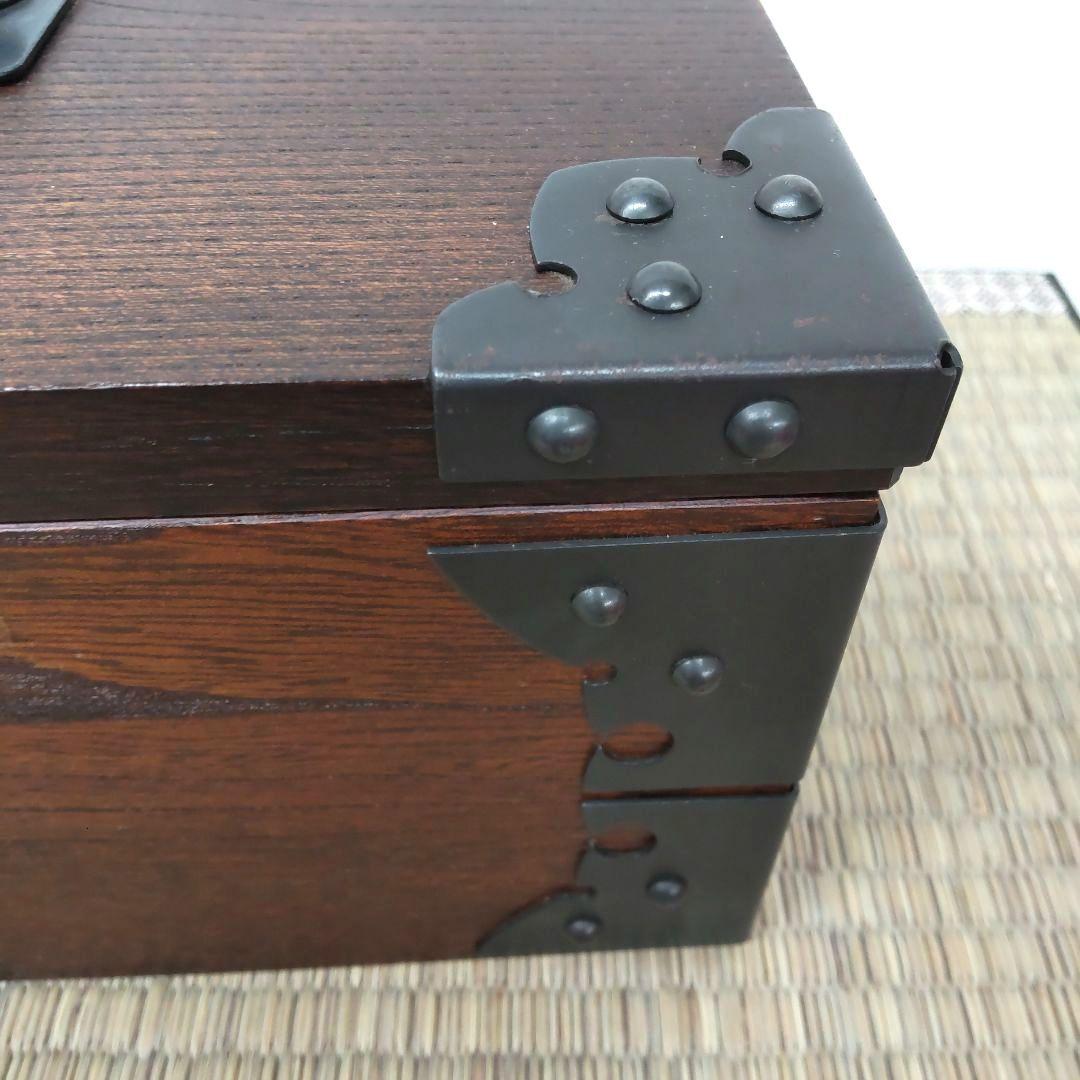 欅の千両箱 ☆銭箱☆ 金庫 　鍵付き 　鉄金具 小物入れ 　ビィンテージ