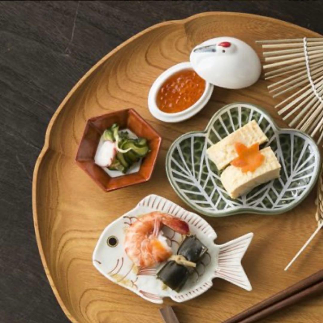 【新品】【大人気】有田焼幸楽窯　錦茶緑銀銘々皿　　　　 縁起物