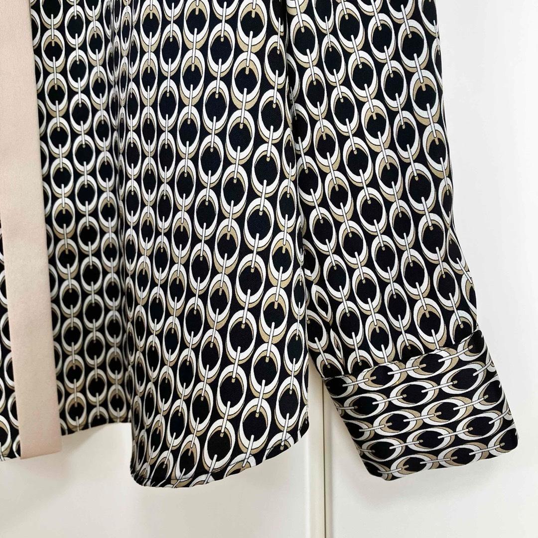 アルアバイル モダンチェーンプリント配色シャツ ブラック