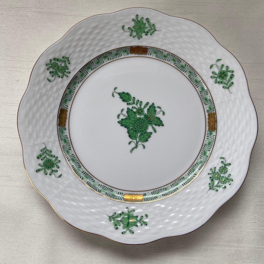 ヘレンド　アポニーグリーン　デザートプレート　約19cm ６枚セット