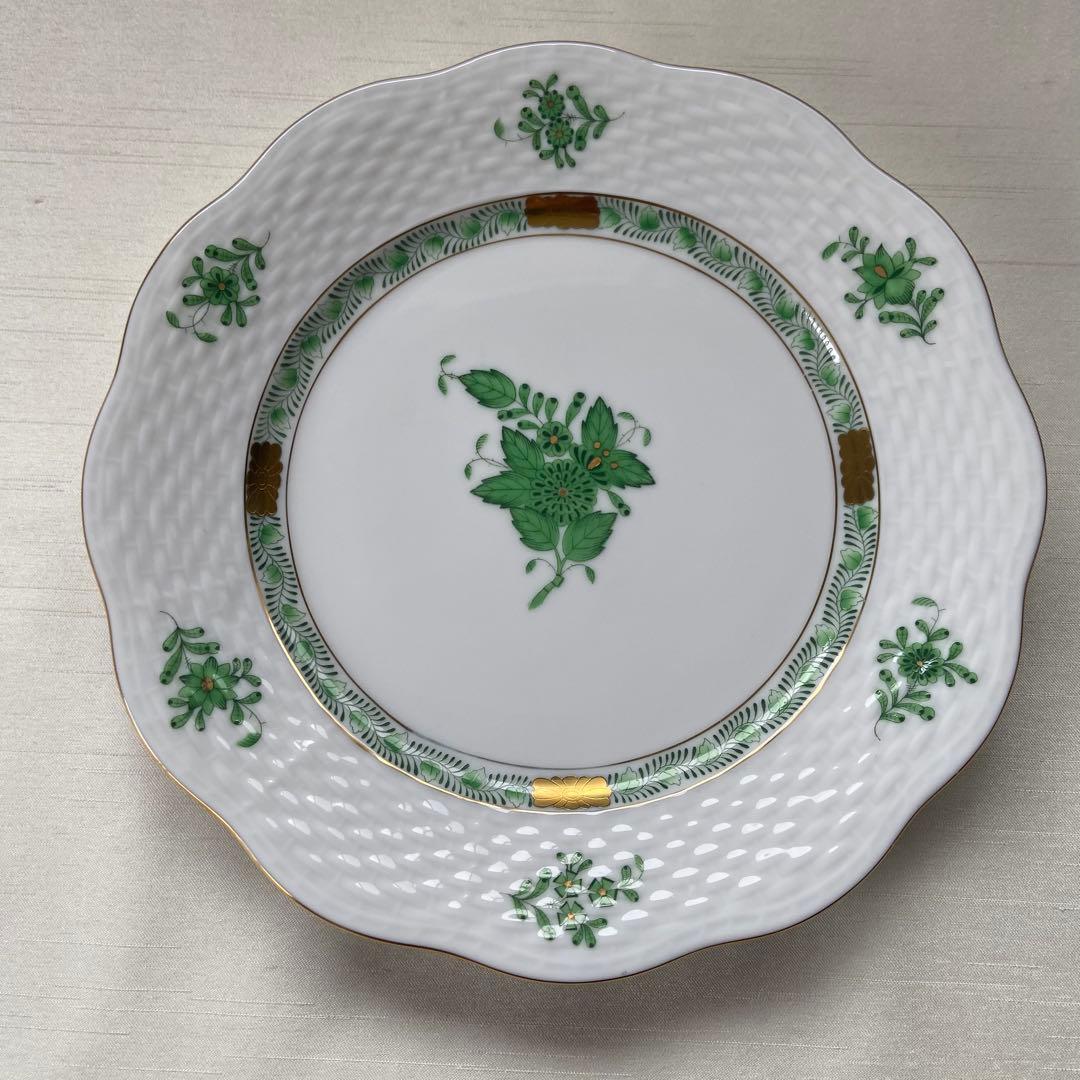 ヘレンド　アポニーグリーン　デザートプレート　約19cm ６枚セット