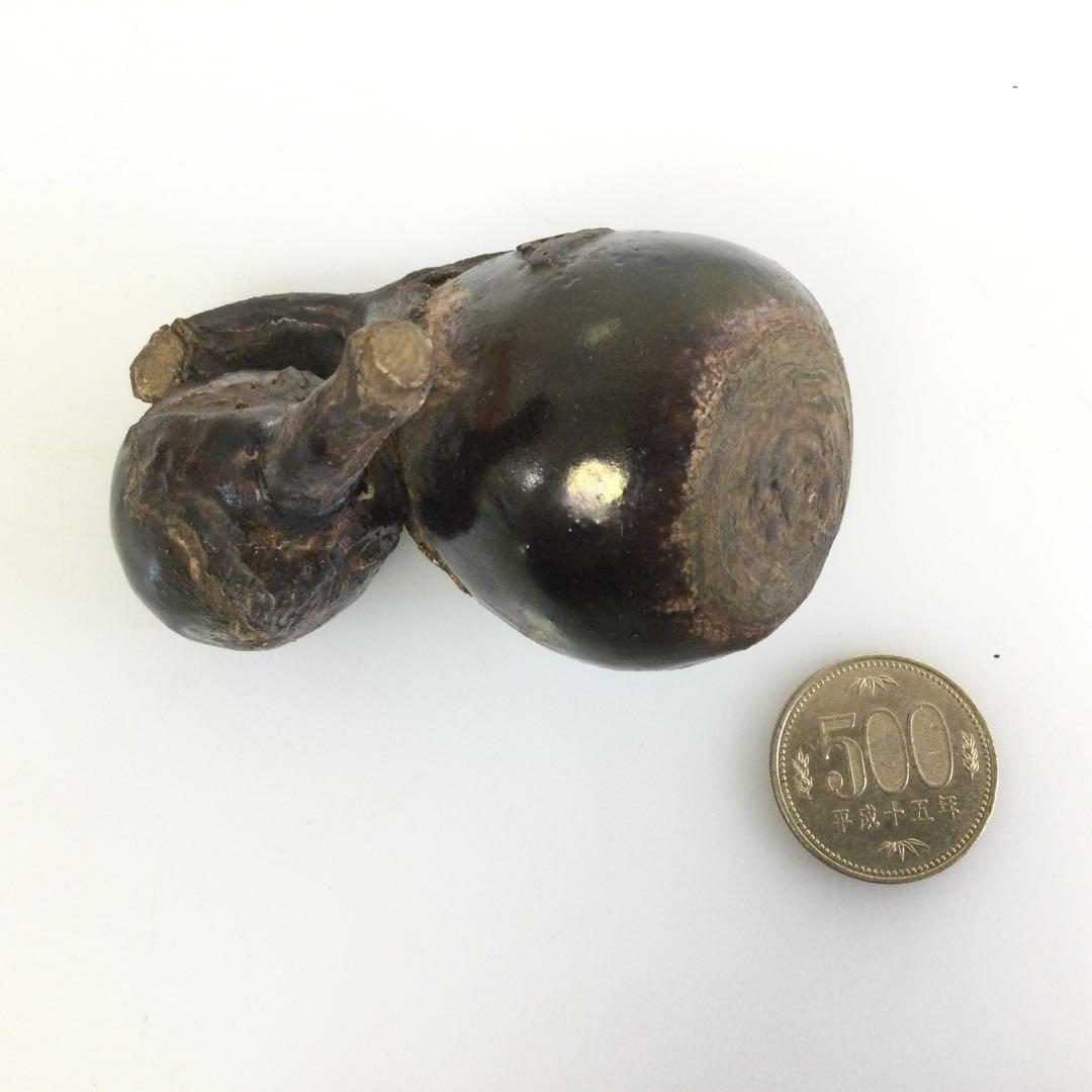 初代佐々木二六作 茄子置物 二六焼 箱付 Maヤ 検)水月焼 楽山焼