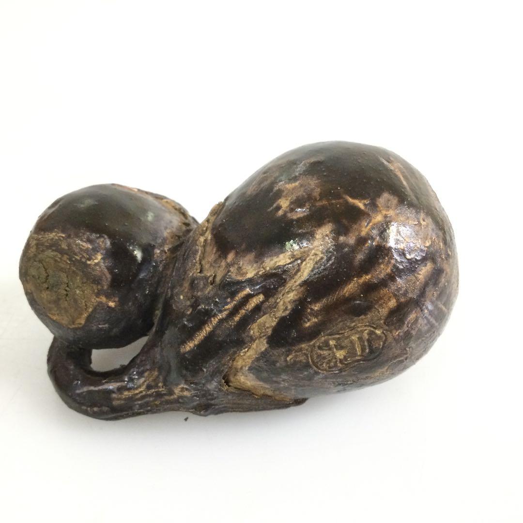 初代佐々木二六作 茄子置物 二六焼 箱付 Maヤ 検)水月焼 楽山焼