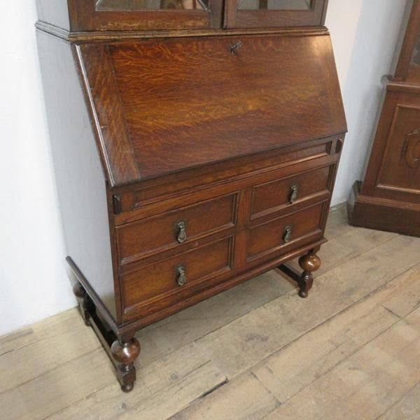 イギリス アンティーク 家具 ビューローブックケース デスク 本棚 6031e