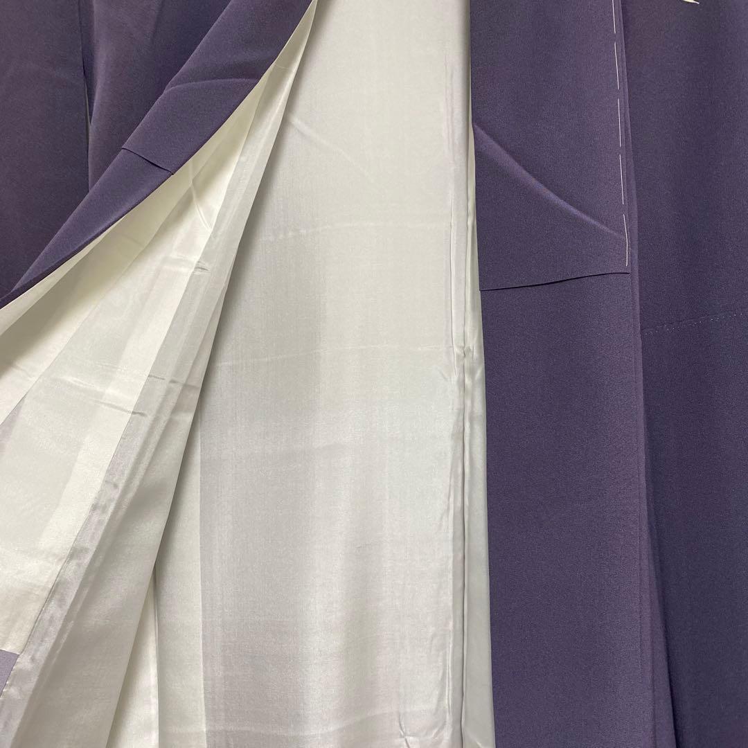 訪問着 花柄 加賀友禅　紫　落款　証紙　しつけ糸付き未使用美品　蝶々　袷　正絹