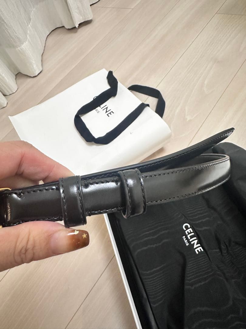 CELINE ブラックベルト ゴールド金具