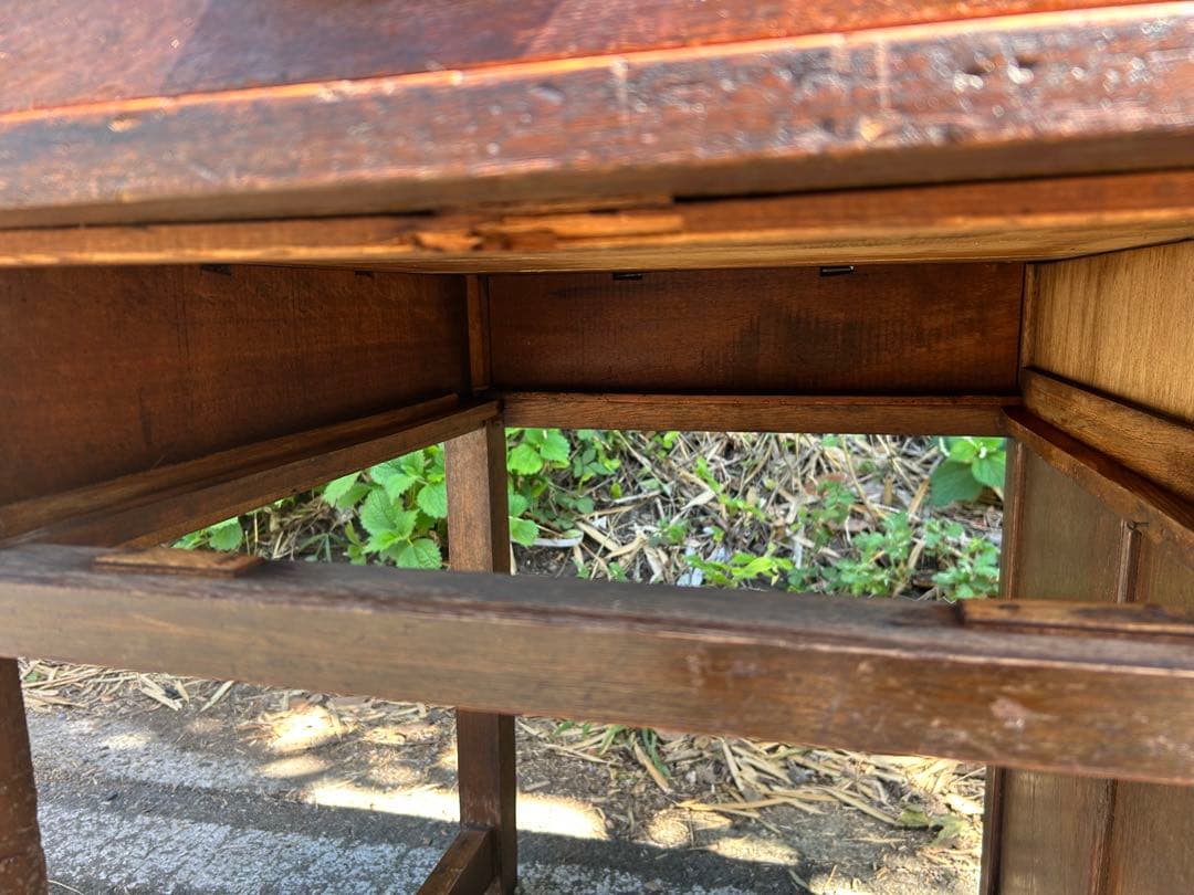 レトロ　アンティーク　木製引き出し付きテーブル