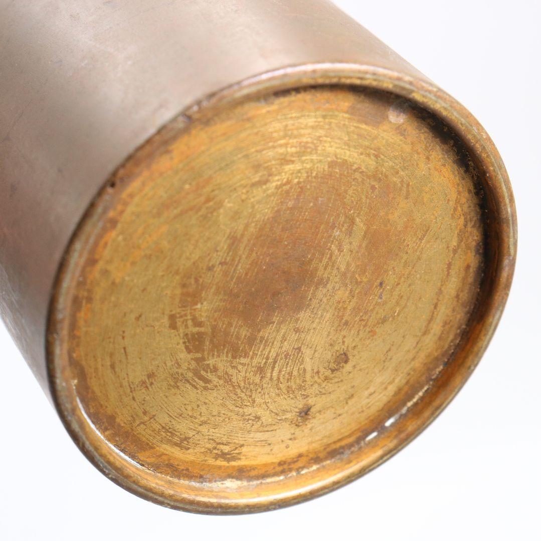 鋳師 金森浄栄作 鋳銅 蝋型 猿文 壷 花入 高岡銅器 共箱　AL826　Z1