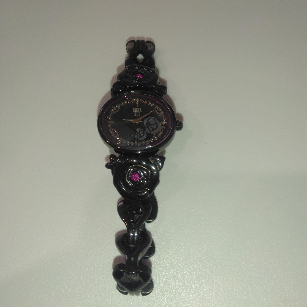 美品　限定モデル ANNA SUI ブラックローズ時計　アナログ
