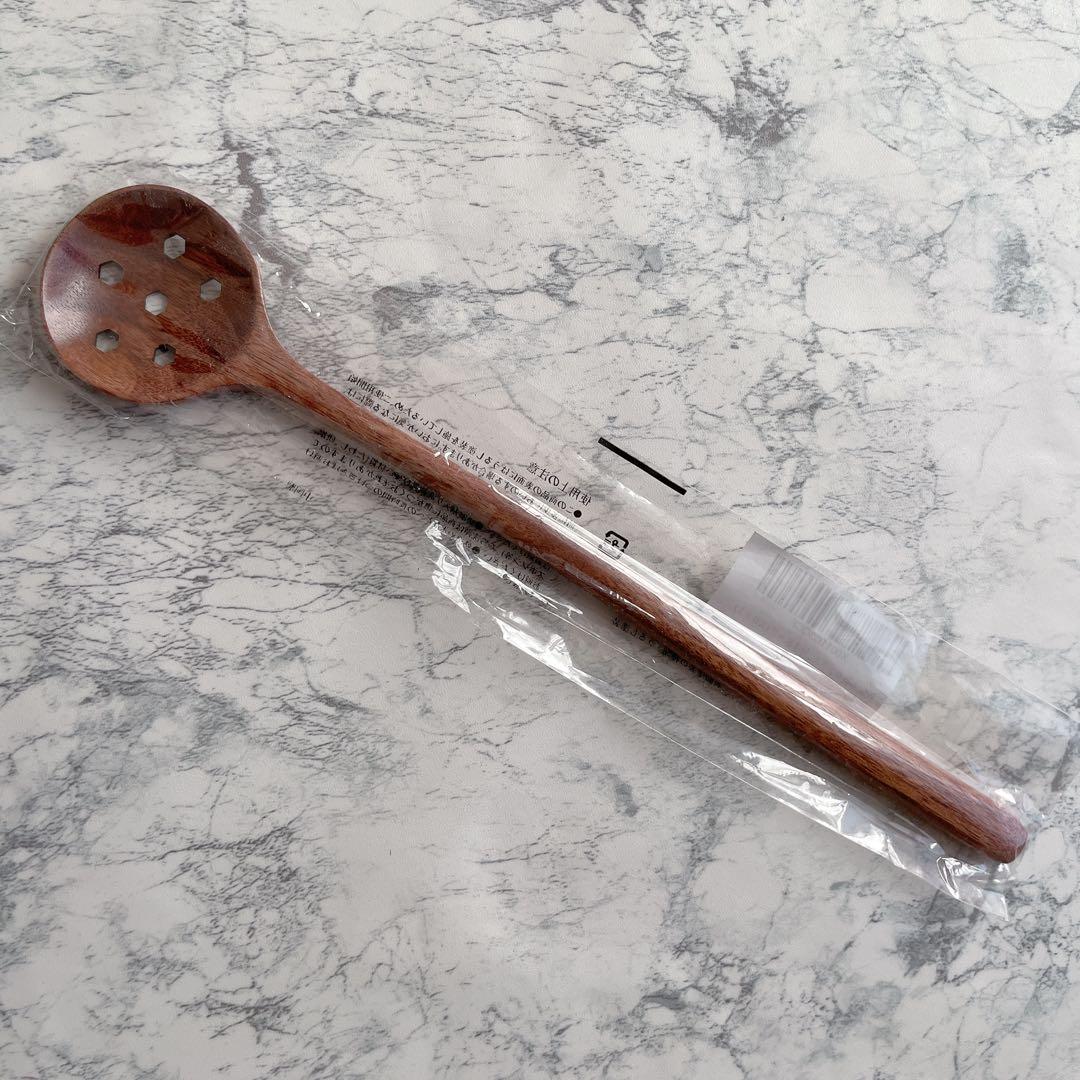 スロット付きスプーン、再利用可能な木製スプーン 湖釣り、キャンプ、ハイキング