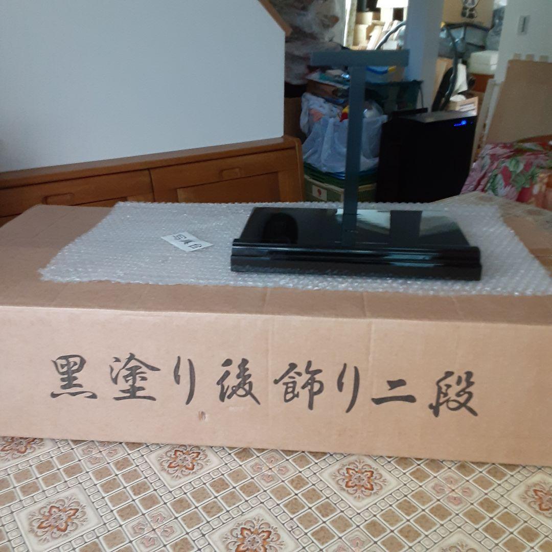 黒塗り飾り棚(二段・組み立て式)