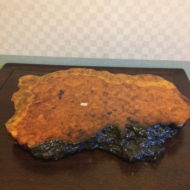 高級銘木、カリン木製、花梨木の瘤杢、盆栽台