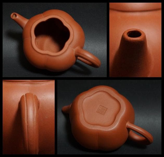 煎茶道具 唐物 朱泥 王暁勤製 在銘 瓜形紫砂壺(一対) 単孔朱泥急須茶器茶道具