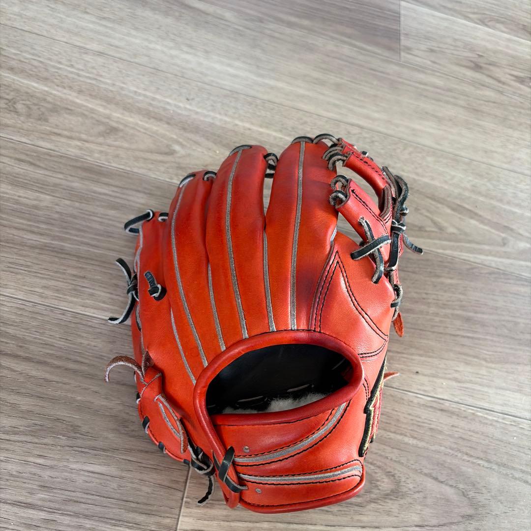 ま*9様 オレンジ色 赤色　硬式グローブ 高品質レザー
