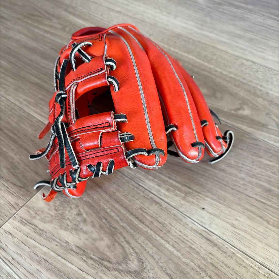 ま*9様 オレンジ色 赤色　硬式グローブ 高品質レザー