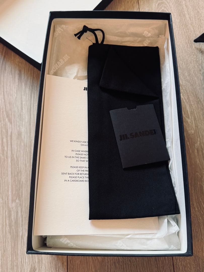 美品【JIL SANDER】ポインテッドトゥバックリボンフラットシューズ24cm