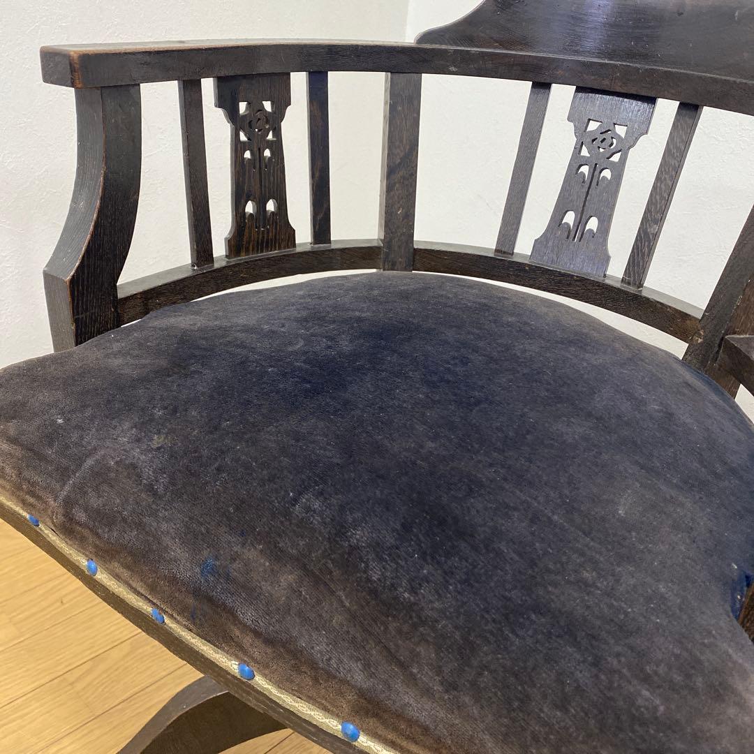 アンティーク レトロ ドクターチェア 回転椅子 ベロアシート当時物