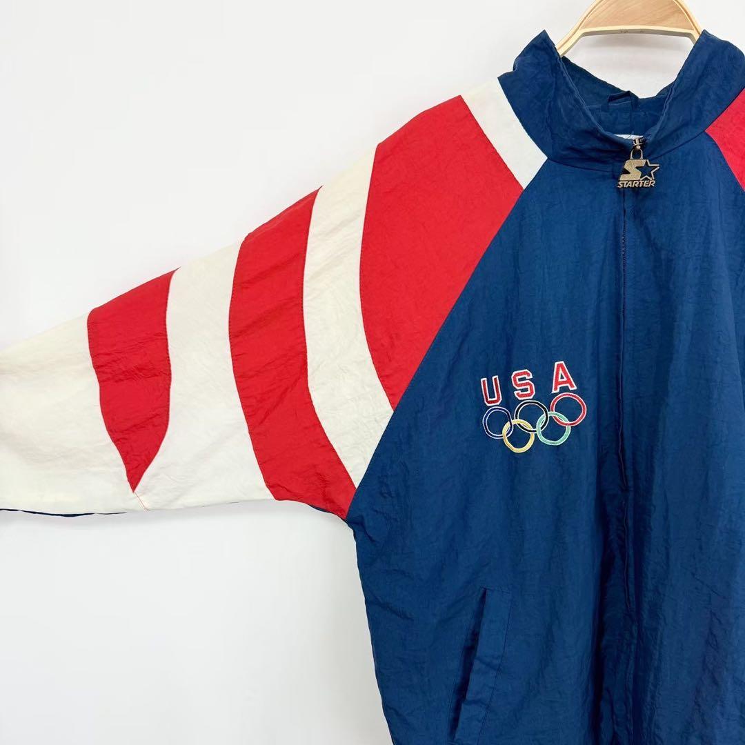 希少 90s USA オリンピック ナイロンジャケット イーグル刺繍 S35b