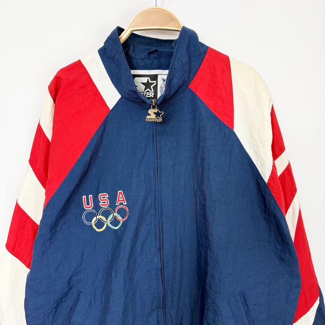 希少 90s USA オリンピック ナイロンジャケット イーグル刺繍 S35b