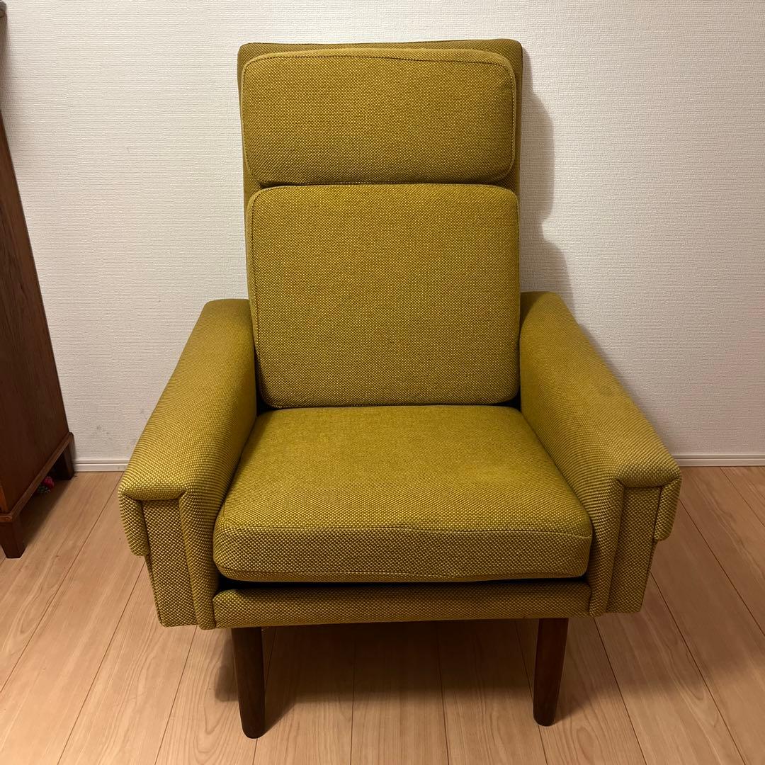 北欧　デンマーク　ビンテージ　1人掛け　ソファ　脚付き　チーク