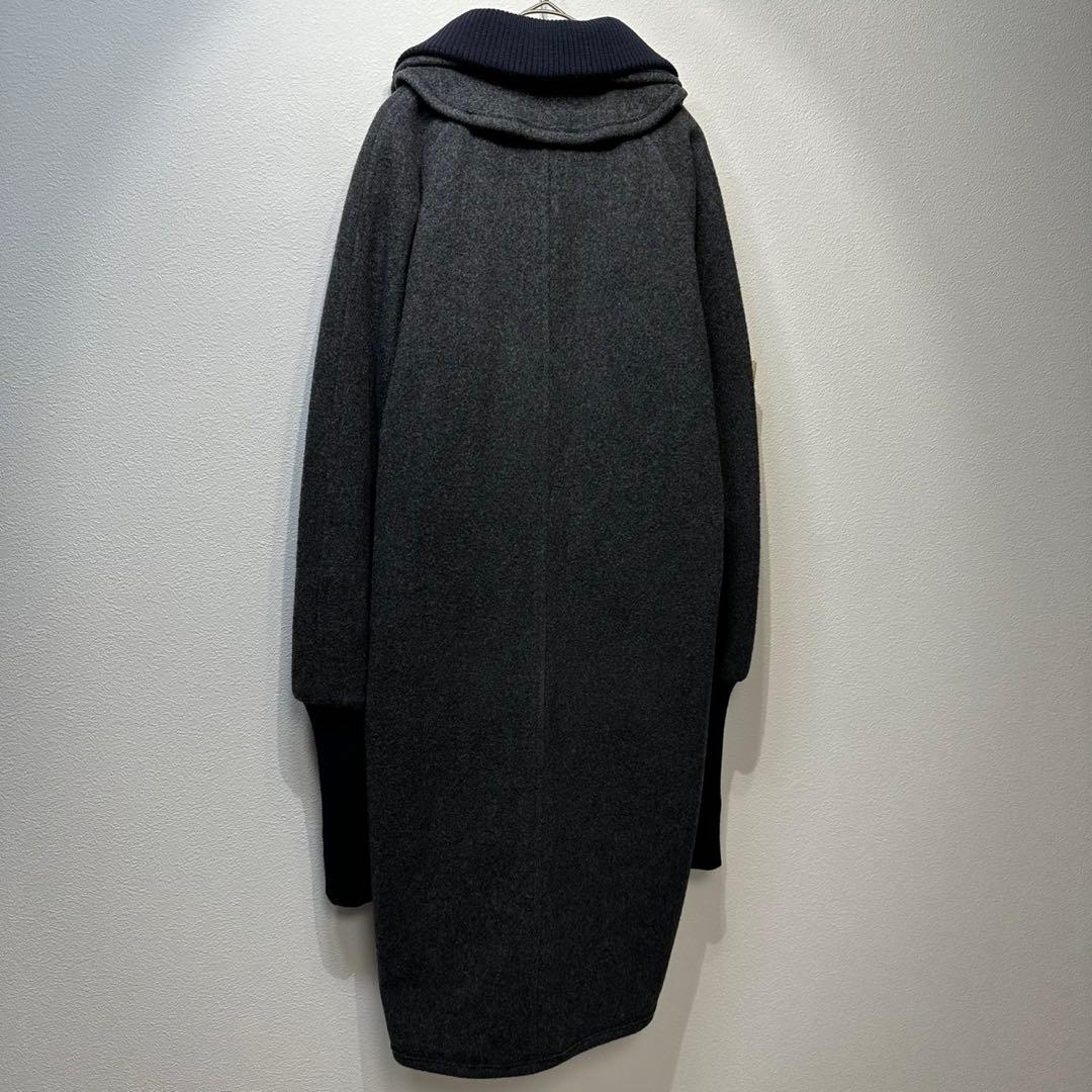 希少 美品 ワイズ ウール 変形 ハイネック デザイン ウール ロングコート 2