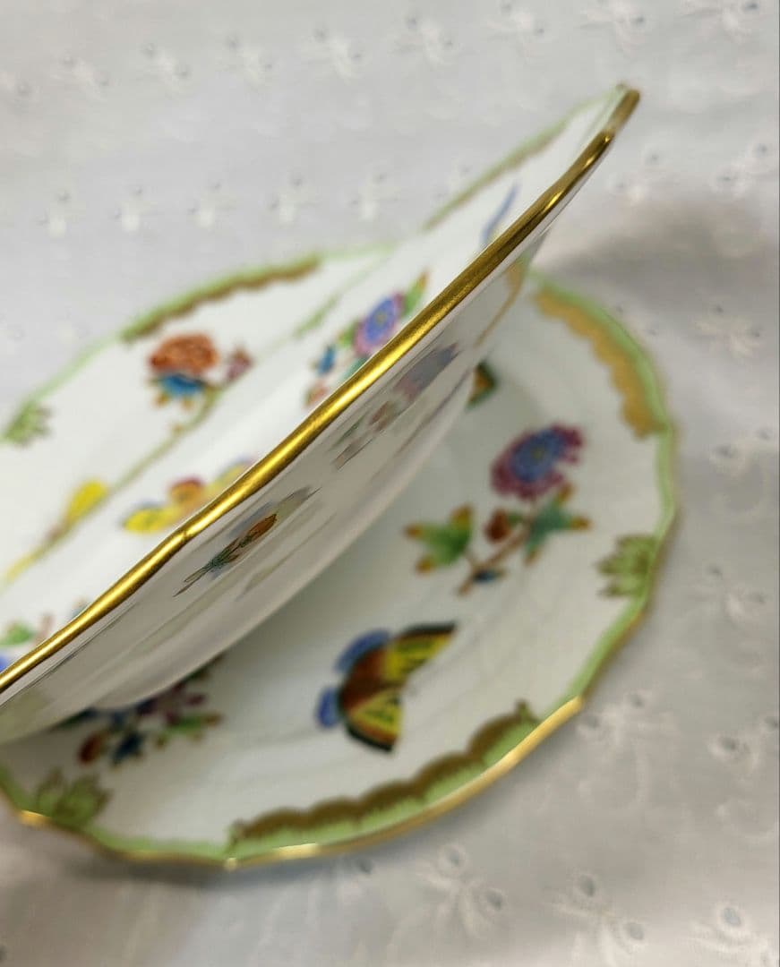 2枚✨ヘレンド ヴィクトリアブーケ サラダ デザート プレート 19皿 花蝶①