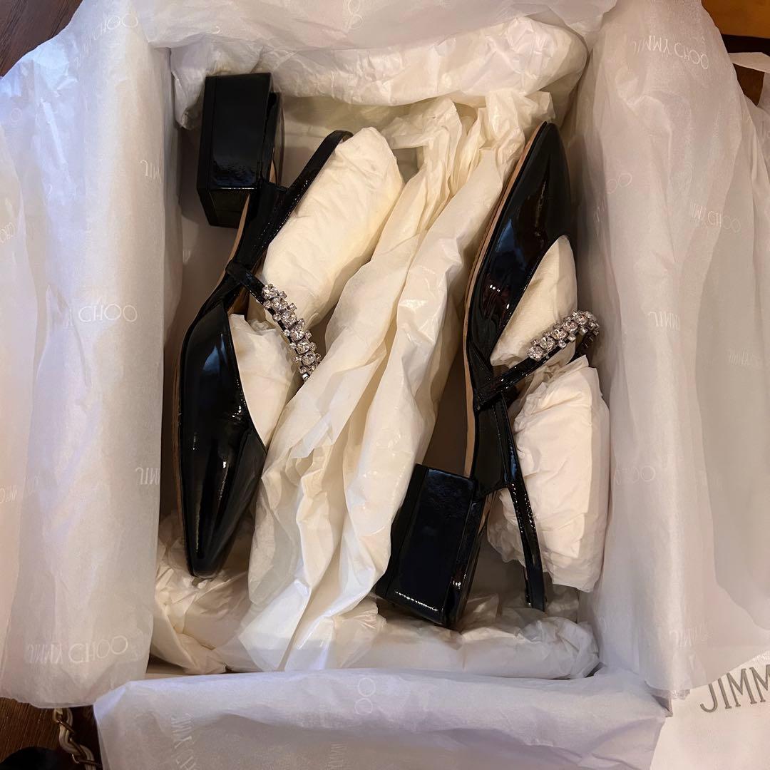 【Jimmy Choo】美品　22cm ブラックビジュー ミュール　スタッズ