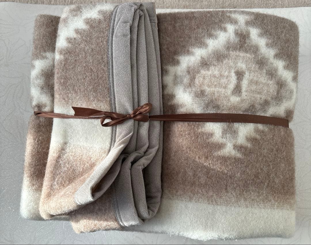 アルパカウール 毛布 ブラウン ホワイト