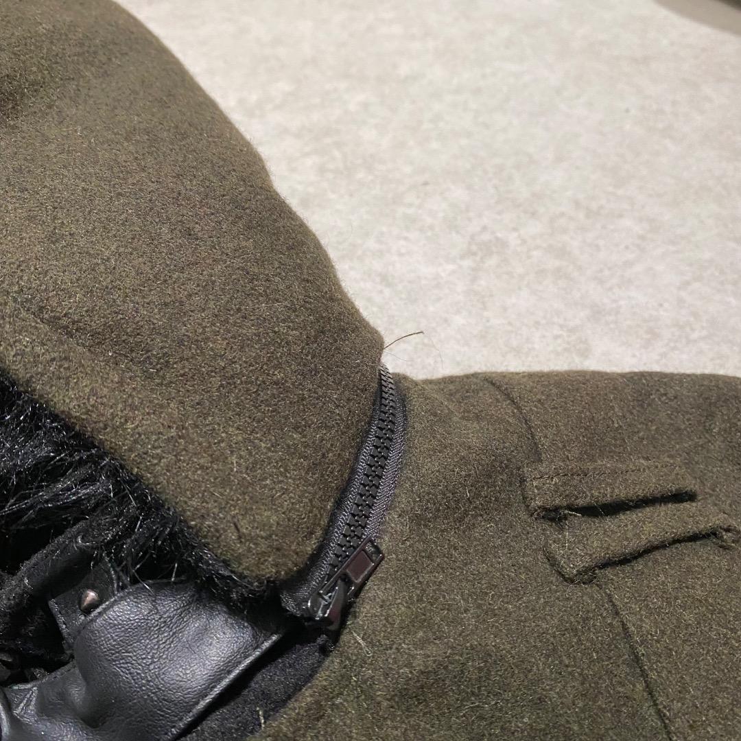 SEXPOT v系 ダブルジップ ベルトギミック ウール フード付きロングコート