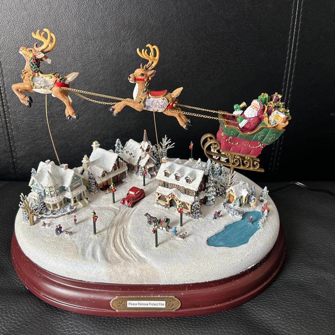 ★トーマスキンケード クリスマス サンタ＆トナカイ オルゴール ライトアップ