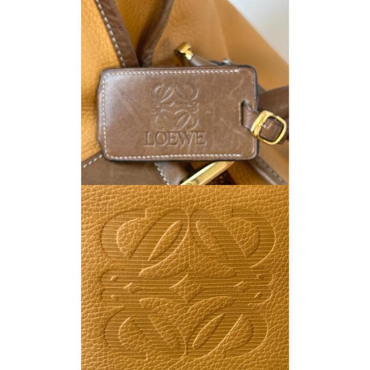 LOEWE ロエベ アナグラム レザー ボストンバッグ ブラウン系 50cm