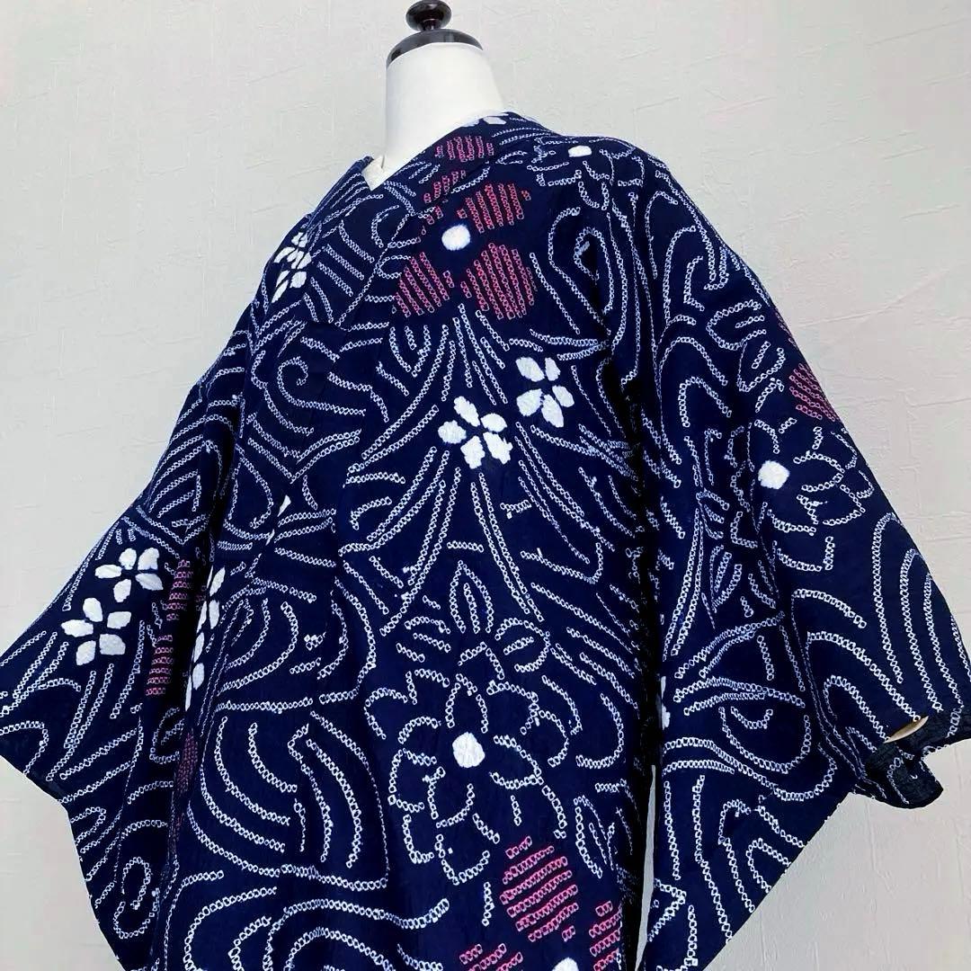 かなろうず　有松鳴海絞り浴衣　手縫い　上質　濃紺　絞り浴衣　No.6-68