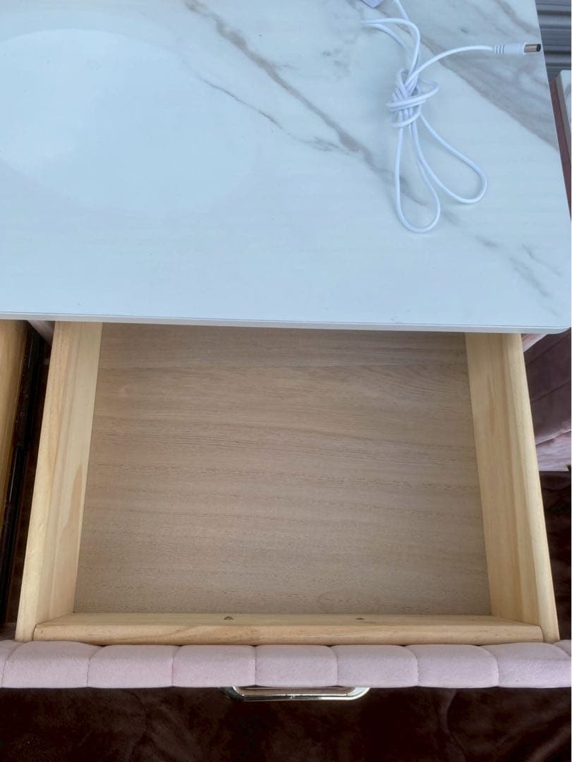 【雨宮】大理石風 ドレッサーセット 鏡付き※椅子はつきません。