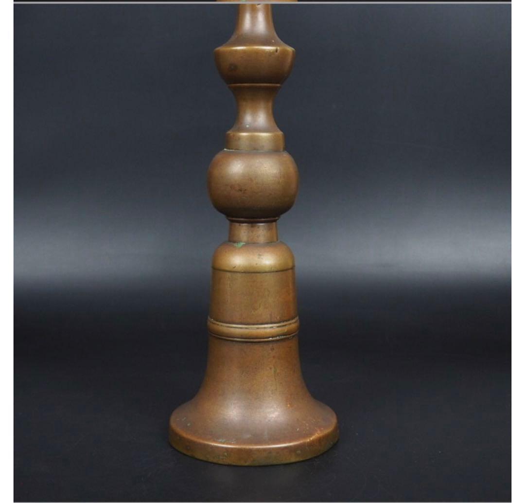 送料無料 江戸～明治　古銅燭台　35.5ｃｍ　 仏教美術